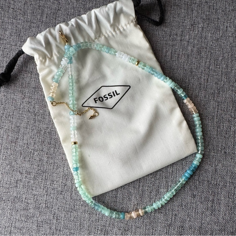 Fossil Beaded Necklace Blues & Creams